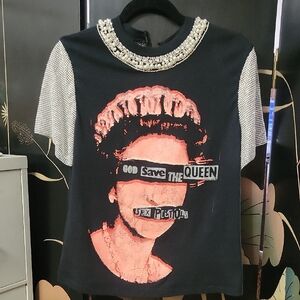 My Favorite Punk Shirt, Rhinestone Sleeves, Jeweled Neckline, Zip Back